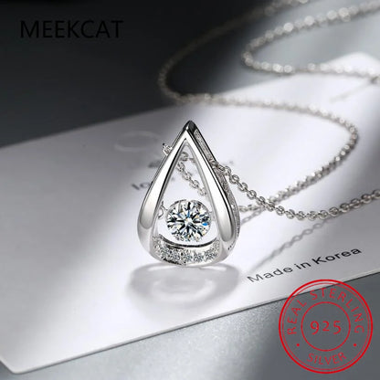 Dance Moissanite Necklace For Women Wedding Engagement 925 Sterling Silver Chain With Water Drop Diamond Pendant Female Choker