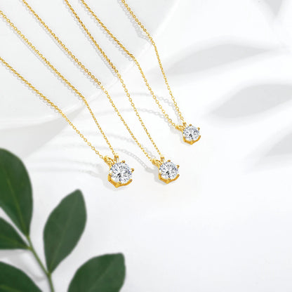 Women's Neck Chain 100% Real 14k Gold Moissanite Diamond Pendant Necklaces for Girl Wedding Engagement Valentines Gifts Jewelry