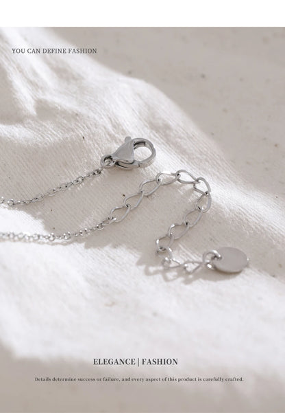 NiNice Necklaces for Women 316L Stainless Steel Original Double Layered Heart-Shaped Cubic Zirconia Pendant Romantic Engagement