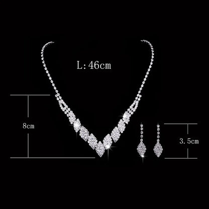 Classic Elegant Crystal Bridal Jewelry Set Shiny Rhinestone Fashion Wedding Dress Banquet Women's Necklace Earring Set