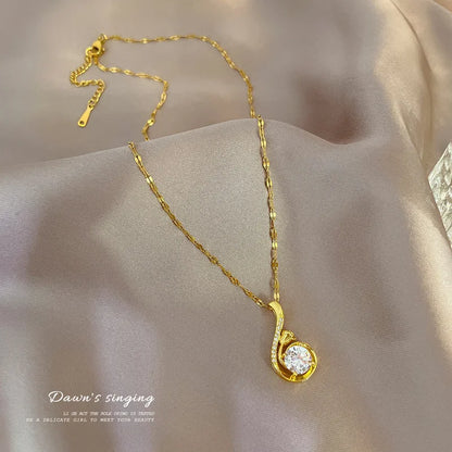 Titanium Steel Necklace for Women Elegant Choker Chain Fashionable Luxury Versatile Light Personality Jewelry