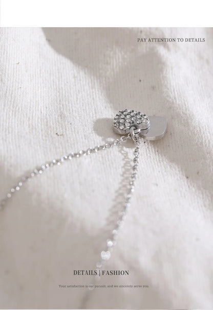 NiNice Necklaces for Women 316L Stainless Steel Original Double Layered Heart-Shaped Cubic Zirconia Pendant Romantic Engagement
