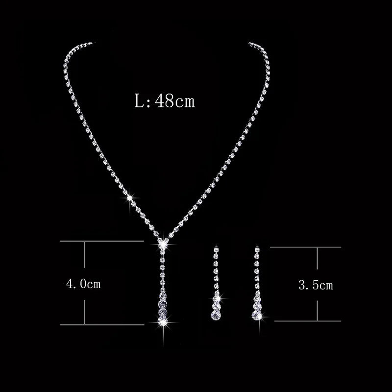 Classic Elegant Crystal Bridal Jewelry Set Shiny Rhinestone Fashion Wedding Dress Banquet Women's Necklace Earring Set