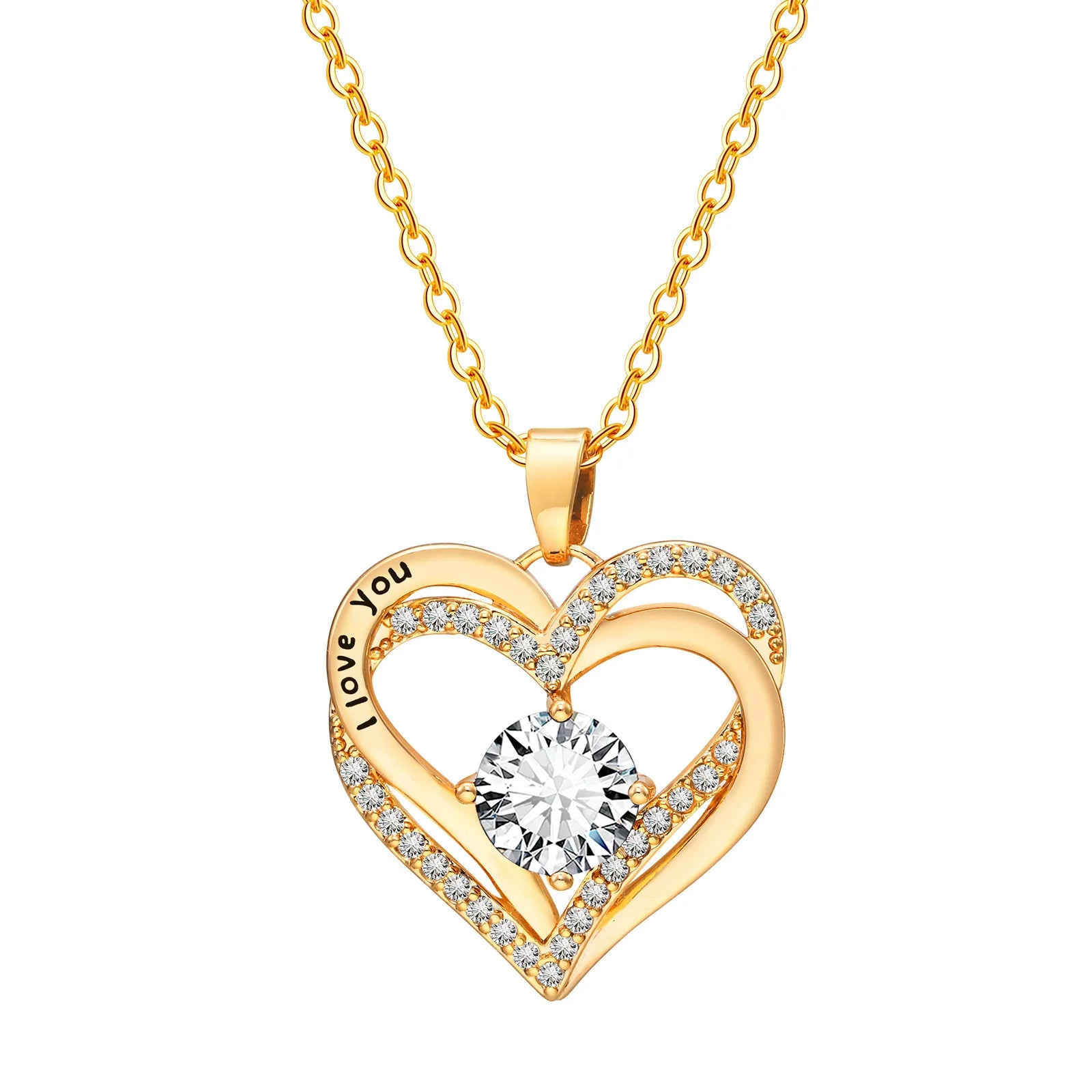 Vnox Heart Necklace for Women PNB-240GW