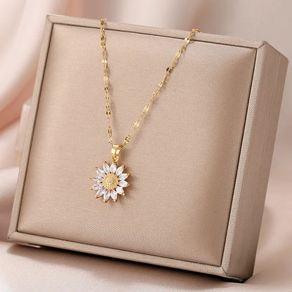 Elegant sunflower necklace celebrates love and loyalty.