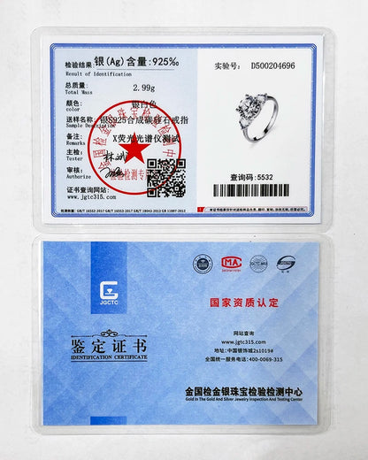 JoyceJelly Luxury Wedding Sterling 925 Silver Ring 3 Carat D-COLOR Moissanite Diamond Jewelry For Women Classic Four Claw Design