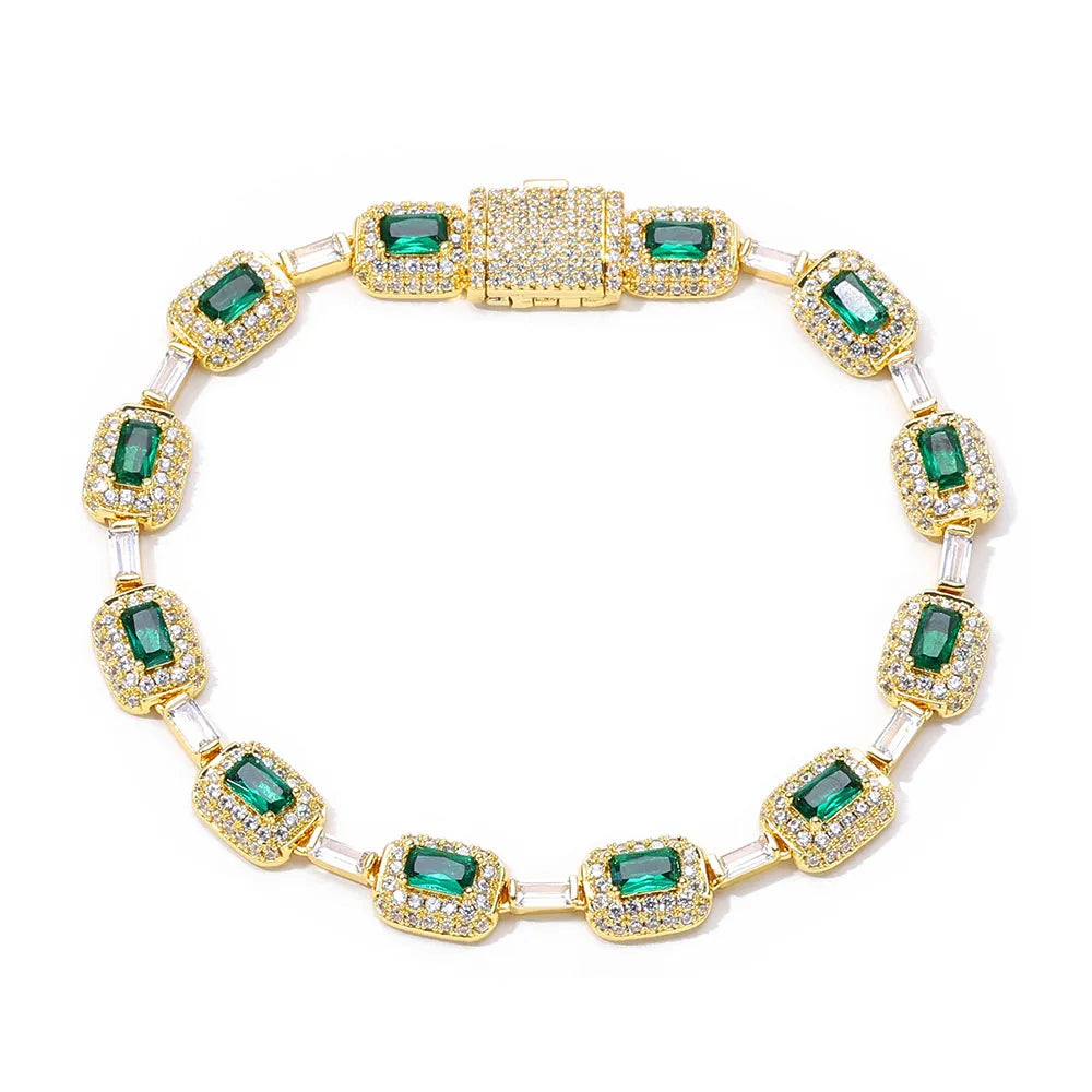 Fashion Exquisite Color Green Crystal Inlaid Ladies Charm Tennis Necklace Engagement Wedding Couple Jewelry