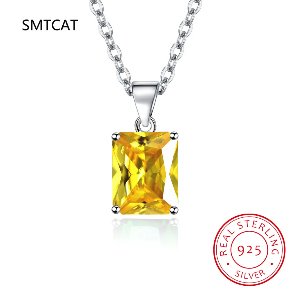 9ct Created Red Ruby 925 Sterling Silver Pendant Necklace for women Engagement Party Jewelry 45CM Link Chain New Arrival