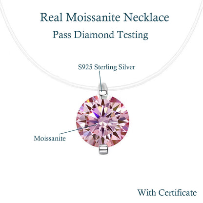 6.5/9mm Transparent Fishing Line Moissanite Necklace 925 Sterling Silver Choker Women Classic Engagement Wedding Diamond Jewelry