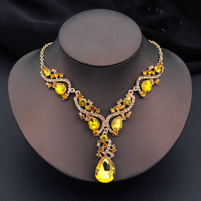 Elegant Fashion Necklace Sets for Women Party Birthday Green Choker Necklace Earrings Set Wedding Dress Bridal Jewelry Sets