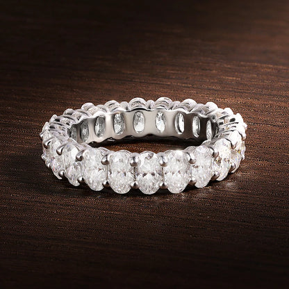 KNOBSPIN D VVS1 3*5mm Oval Moissanite Rings for Women Men Engagement Wedding Eternity Bands with GRA s925 Sliver Plated 18k Ring