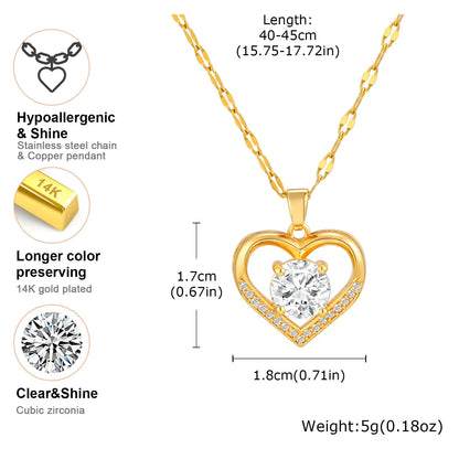 Vnox Dainty Heart Pendent Necklaces