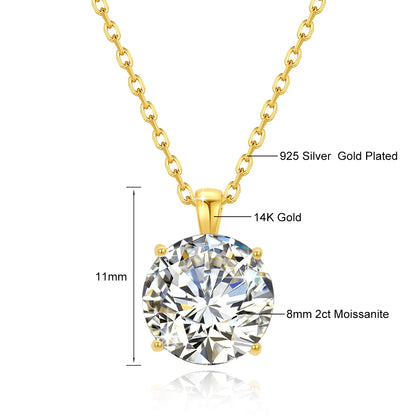 Classic 4 Claws 14k Gold Necklace 1ct 2ct 3ct AU585 K Gold Pendant Luxury Wedding Gift Jewelry With Certificate Factory Price