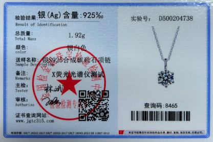 TY 0.5-2ct Moissanite Necklaces S925 Silver Engagement Moissanite Necklace Pendant Man And Woman For Wedding Anniversary Gift