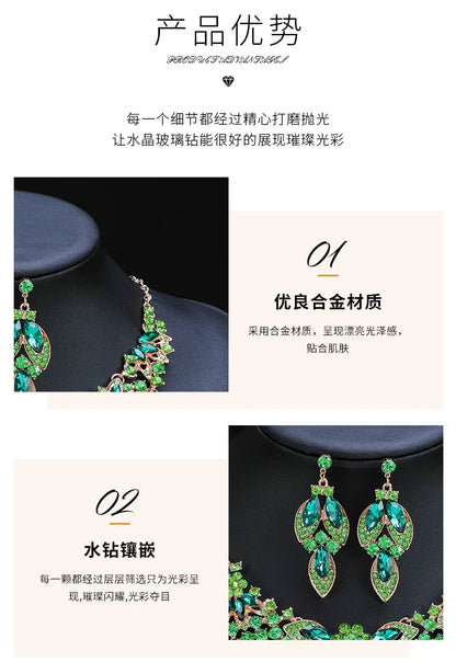 Retro Necklace Set 2-piece Set Leaves And Flowers Luxury Jewelry Wedding Accessories