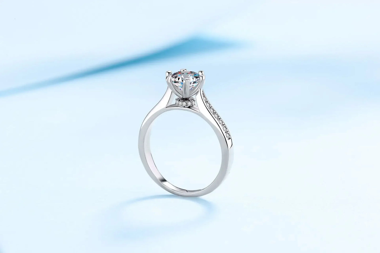 18K White Gold Luxury Diamond Rings for Women Platinum Pt950 1 Carat Moissanite Sparkling Ring Wedding Fine Jewelry Fashion Gift