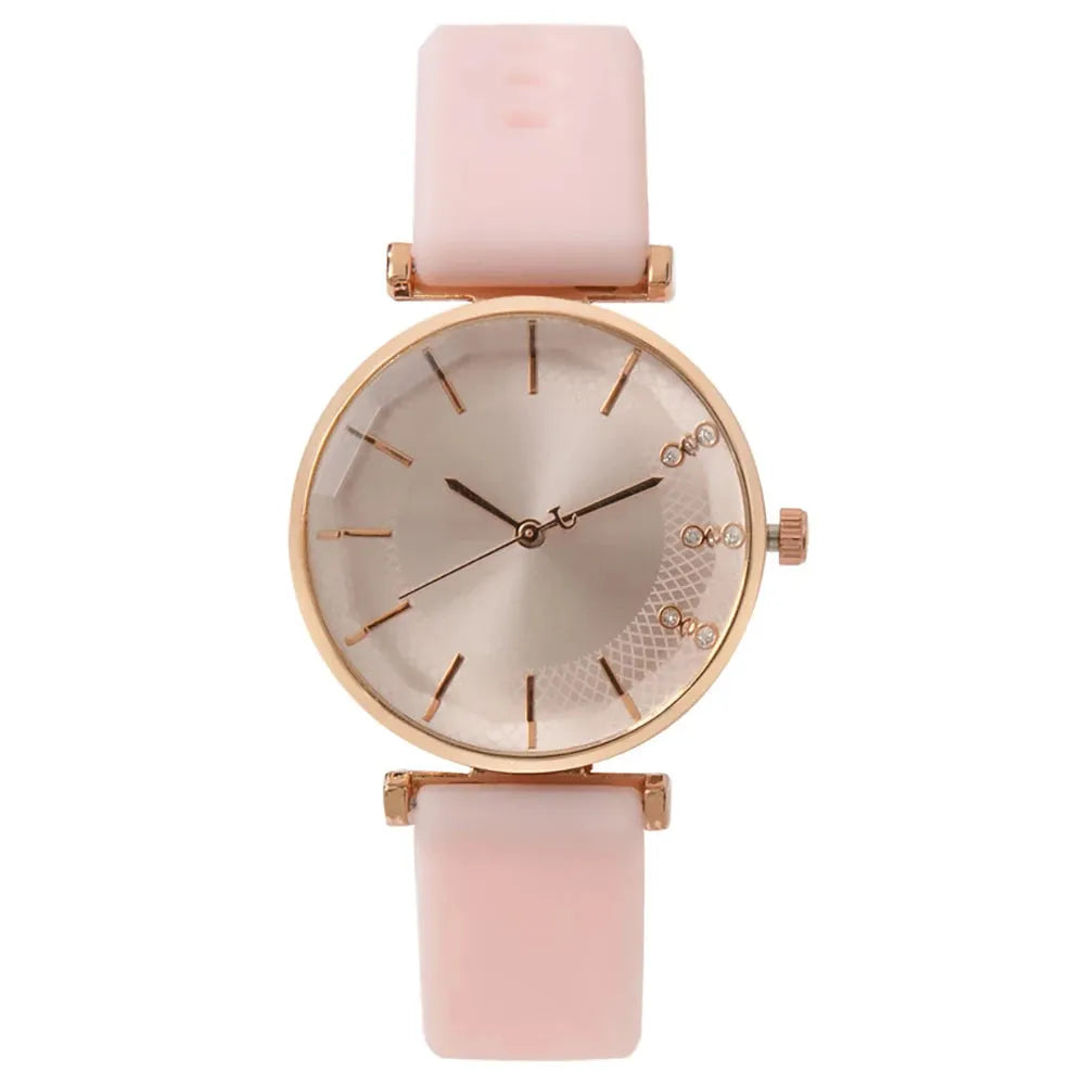 Fashion Simple With Diamonds Ladies Quartz Watches Pink CHINA
