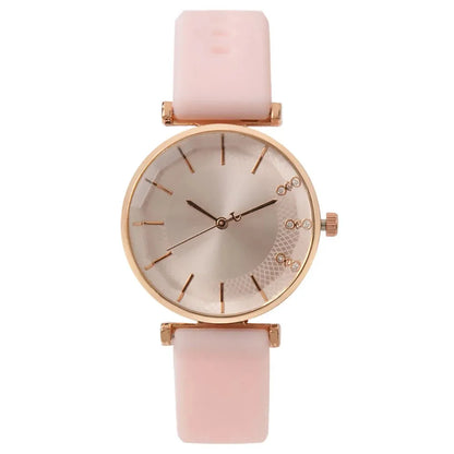 Fashion Simple With Diamonds Ladies Quartz Watches Pink CHINA