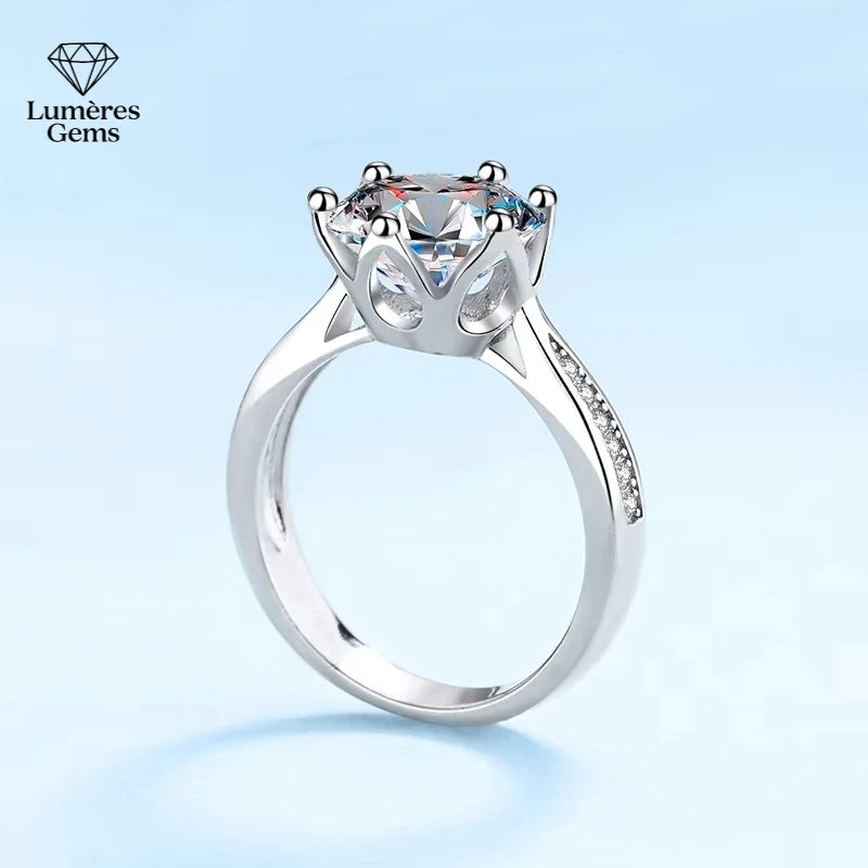 Jewelry 18K White Gold 3 Carat VVS D Color Moissanite Diamond Engagement Ring Women Wedding Anniversary Day Gift Rings For Her