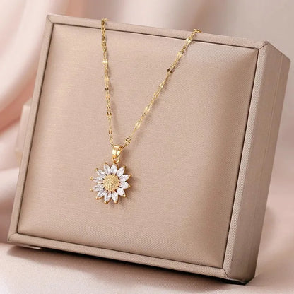 Elegant sunflower necklace celebrates love and loyalty.