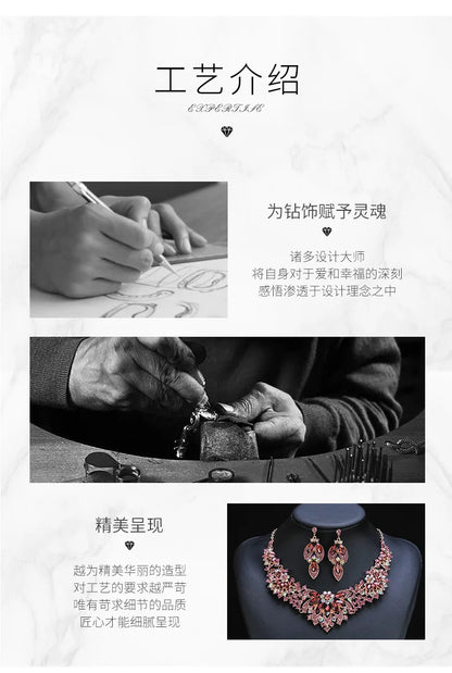 Retro Necklace Set 2-piece Set Leaves And Flowers Luxury Jewelry Wedding Accessories