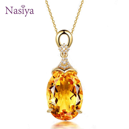 Golden Crystal Pendant Necklace Fine Jewelry Women Pendant Necklace Jewelry Engagement Anniversary Valentine's Day Birthday Gift