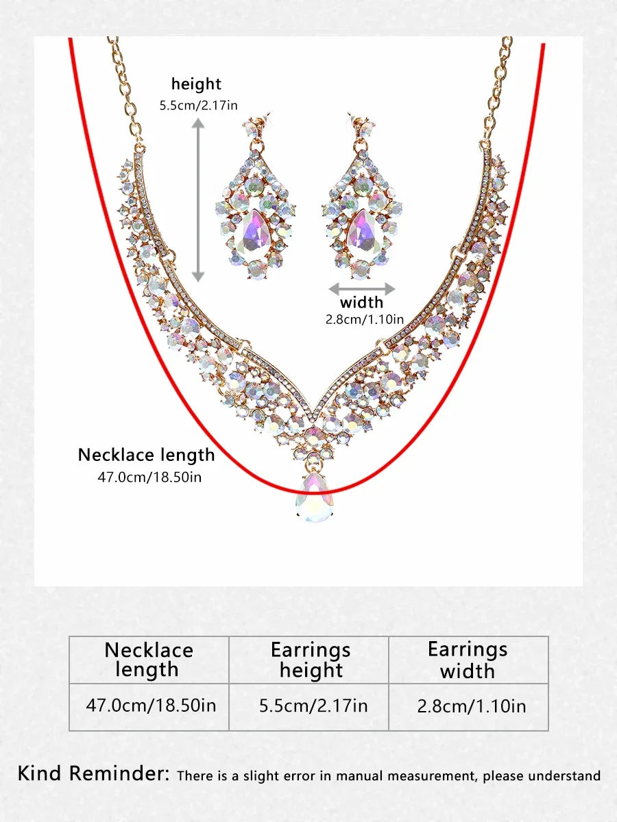 Bride Wedding Luxury Necklace Earring Set Exquisite and Elegant for Ladies Suitable for Party Festivals