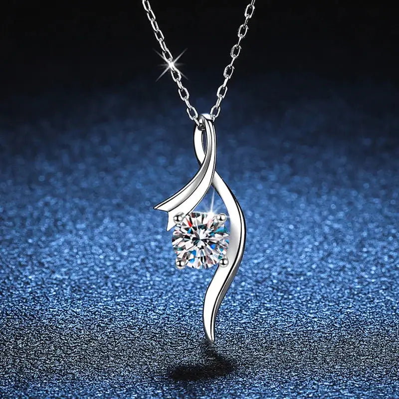 NeeTim 1ct Moissanite Pendant Necklace S925 Sterling Silver Sparkling Lab Diamond Fine Jewelry Wedding Party Necklaces for Women Pearl pulse Jewelry