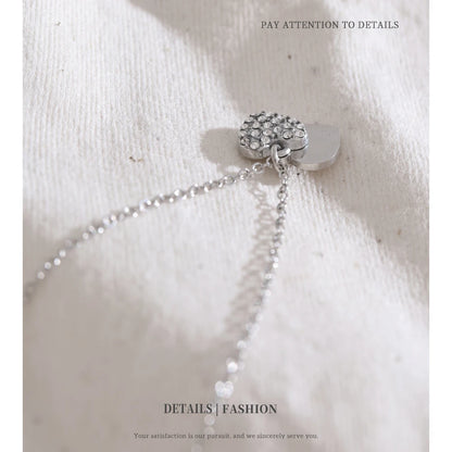 NiNice Necklaces for Women 316L Stainless Steel Original Double Layered Heart-Shaped Cubic Zirconia Pendant Romantic Engagement