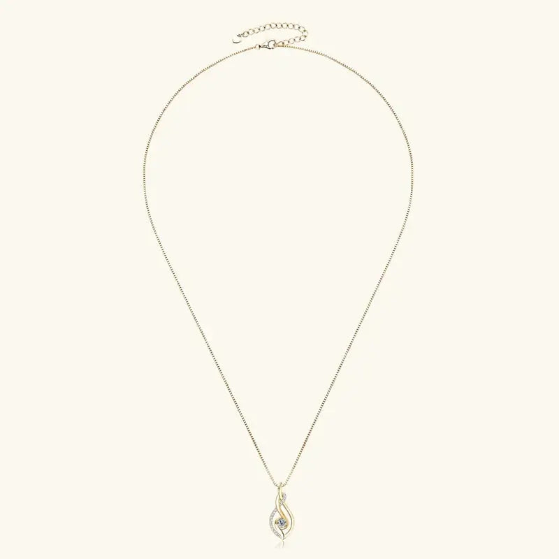 Anziw 925 Sterling Silver 4mm Round Moissanite Twist Pendant Necklace Gold Plated Sparking Diamond Party Jewelry for Women Gifts Pearl pulse Jewelry