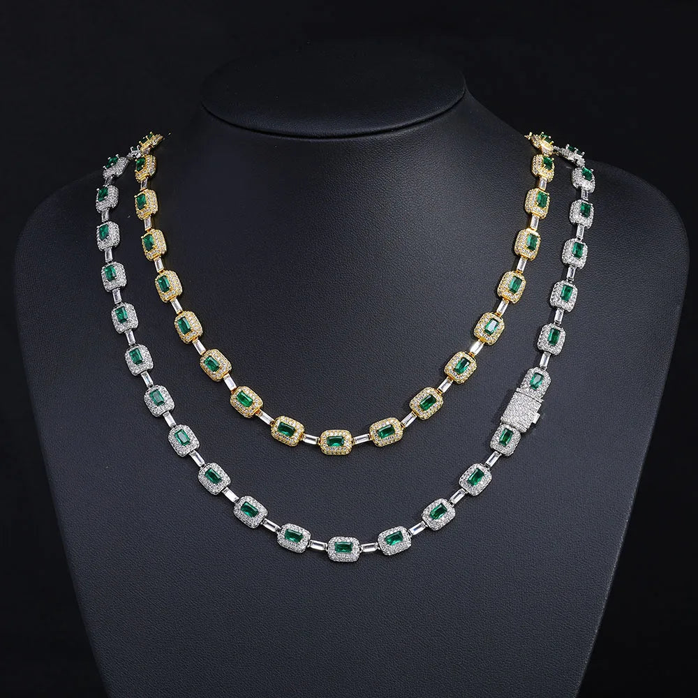 Fashion Exquisite Color Green Crystal Inlaid Ladies Charm Tennis Necklace Engagement Wedding Couple Jewelry