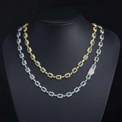 Fashion Exquisite Color Green Crystal Inlaid Ladies Charm Tennis Necklace Engagement Wedding Couple Jewelry