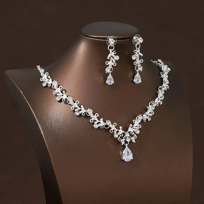 Bride Wedding Classic Necklace Earring Set Exquisite and Elegant for Ladies Suitable for Party Festivals