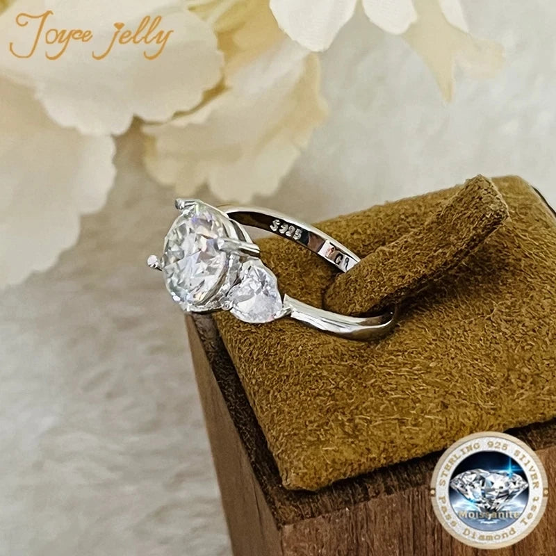 JoyceJelly Luxury Wedding Sterling 925 Silver Ring 3 Carat D-COLOR Moissanite Diamond Jewelry For Women Classic Four Claw Design