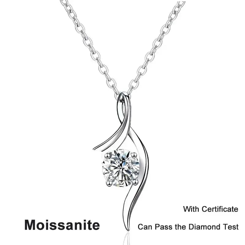 NeeTim 1ct Moissanite Pendant Necklace S925 Sterling Silver Sparkling Lab Diamond Fine Jewelry Wedding Party Necklaces for Women Pearl pulse Jewelry