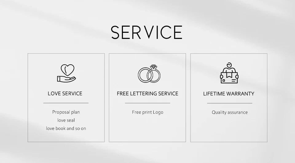 Service options with icons and text on a white background