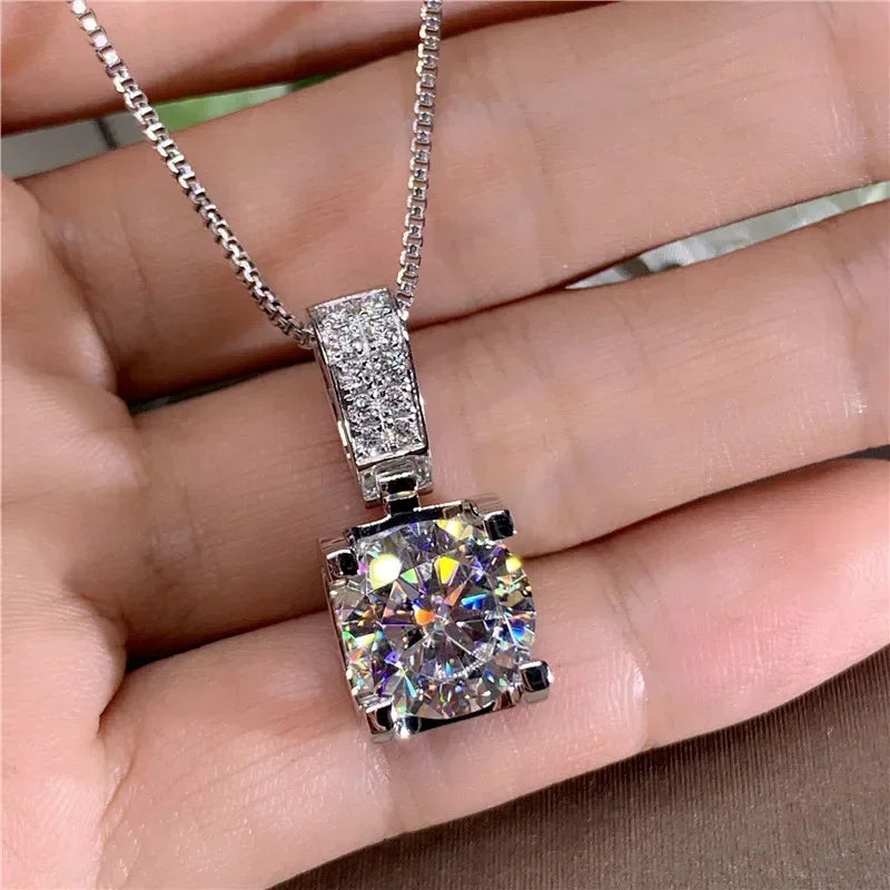 Ne'w Crystal Cubic Zirconia Engagement Necklace for Women High-quality Silver Color Accessories Luxury Female Jewelry Gifts