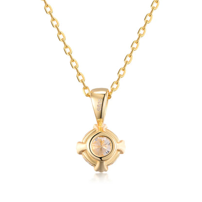 Women's 1 Carat 6.5mm EF Round Moissanite Necklace D Color Diamond Silver Plated Pendants Fine Jewelry Wedding Engagement Gift