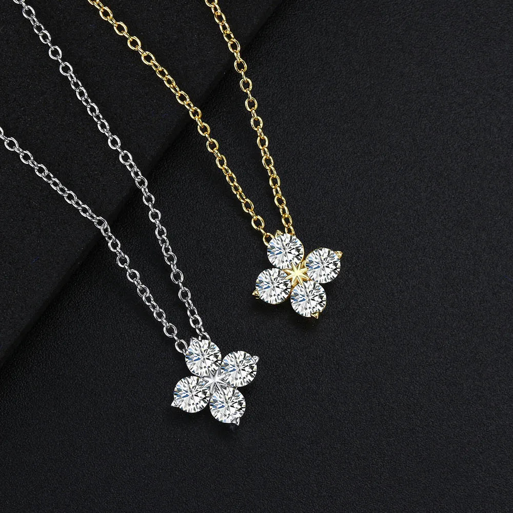 Flower Pendant Crystal Necklaces Women's Neck Chain Daily Engagement  Chokers Lucky Gift For Girls Christmas Japan Style Jewelry