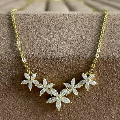 Lnngy Exquisite Moissanite Diamond Necklace for Women Pure 925 Sterling Silver Flower Pendant Necklaces 2025 Trend Jewelry