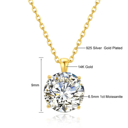 Classic 4 Claws 14k Gold Necklace 1ct 2ct 3ct AU585 K Gold Pendant Luxury Wedding Gift Jewelry With Certificate Factory Price
