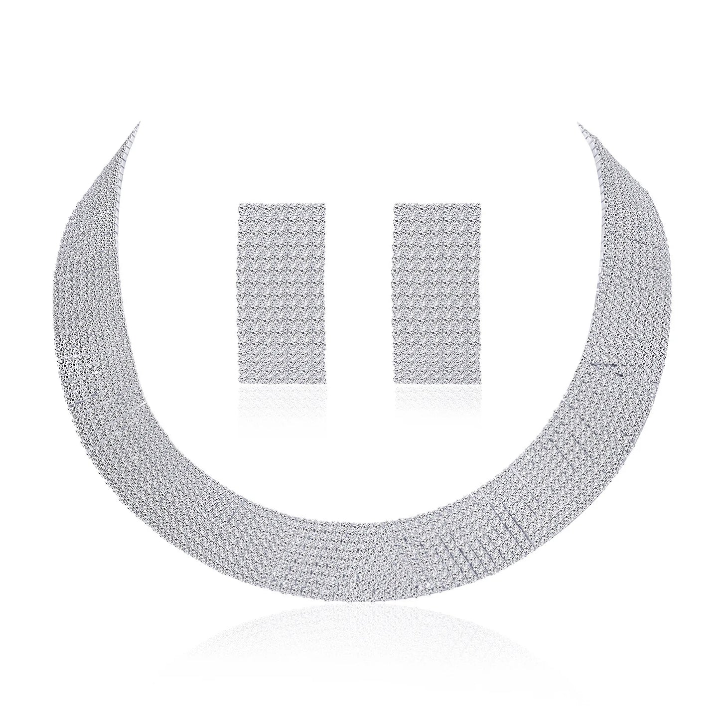 3pcs Women's Jewelry Set Rhinestone Earrings Necklace New Wedding Party Luxury Fashion Accessories