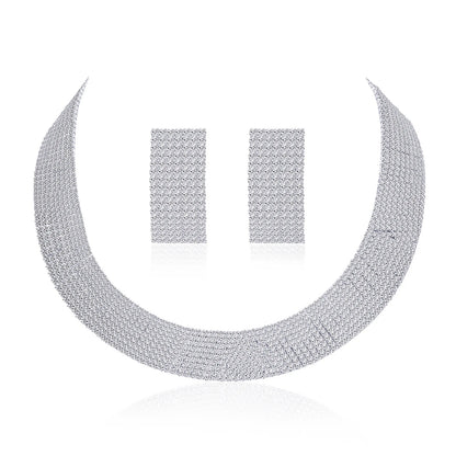 3pcs Women's Jewelry Set Rhinestone Earrings Necklace New Wedding Party Luxury Fashion Accessories