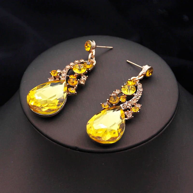 Elegant Fashion Necklace Sets for Women Party Birthday Green Choker Necklace Earrings Set Wedding Dress Bridal Jewelry Sets