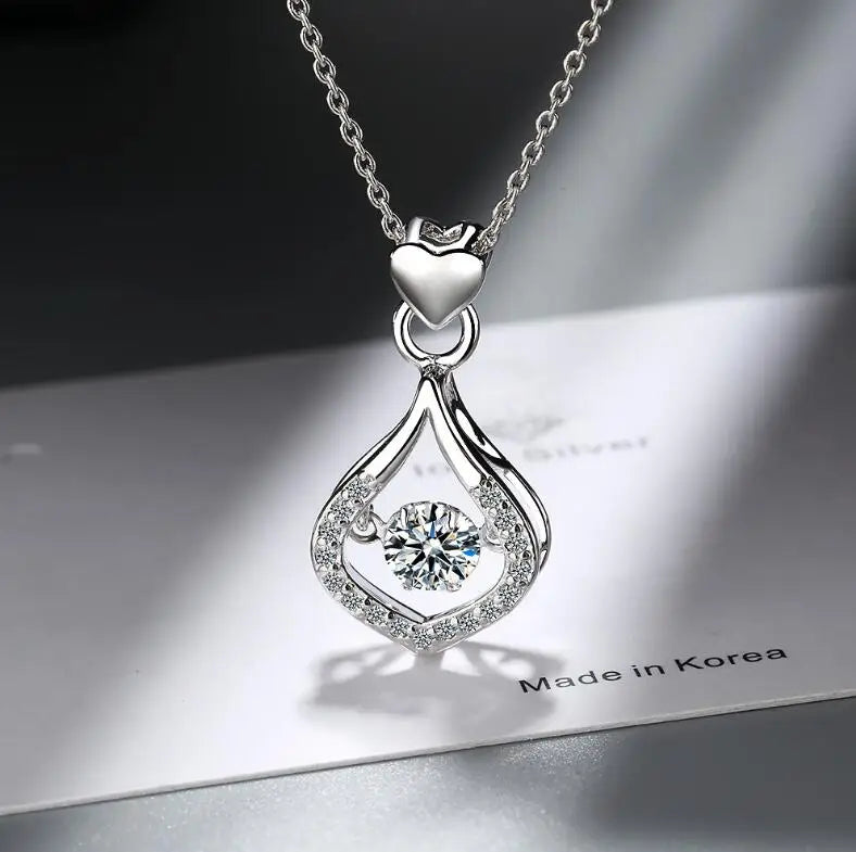 Dance Moissanite Necklace For Women Wedding Engagement 925 Sterling Silver Chain With Water Drop Diamond Pendant Female Choker
