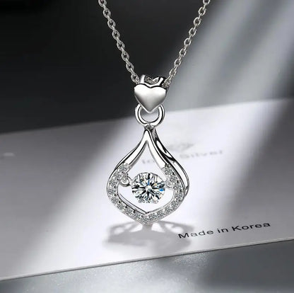 Dance Moissanite Necklace For Women Wedding Engagement 925 Sterling Silver Chain With Water Drop Diamond Pendant Female Choker