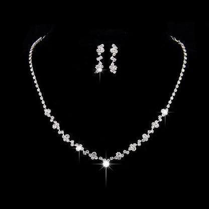 Classic Elegant Crystal Bridal Jewelry Set Shiny Rhinestone Fashion Wedding Dress Banquet Women's Necklace Earring Set