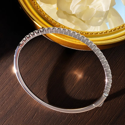 KNOBSPIN Moissanite Bangles for Women All 2.5mm D VVS1 Lab Diamond Bracelets 925 Sterling Silver Bracelet Wedding Birthday Gift