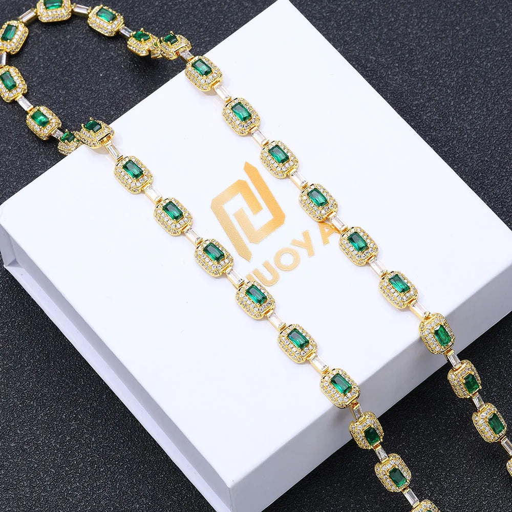 Fashion Exquisite Color Green Crystal Inlaid Ladies Charm Tennis Necklace Engagement Wedding Couple Jewelry
