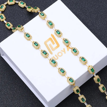 Fashion Exquisite Color Green Crystal Inlaid Ladies Charm Tennis Necklace Engagement Wedding Couple Jewelry